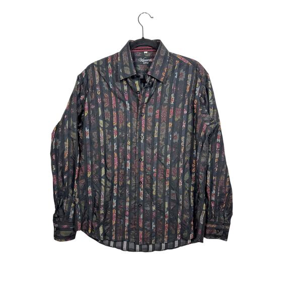 Luchiano Visconti Textured Cotton Casual Button Down Mens Long Sleeve Shirt L - Picture 1 of 12